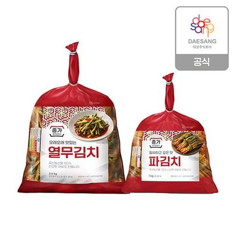 종가 열무김치2.5kg+파김치1kg