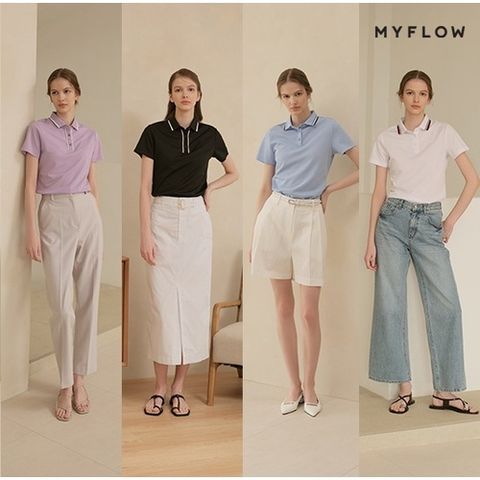 마이플로우 여성 썸머 카라 티셔츠 4종 세트