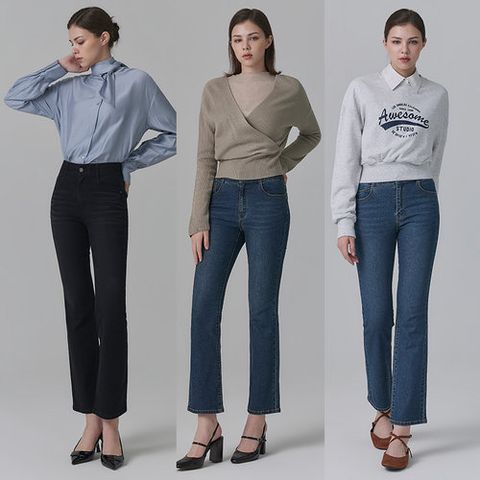 뱅뱅 26FW 여성 가을 라이크라 플레어핏 데님 3종