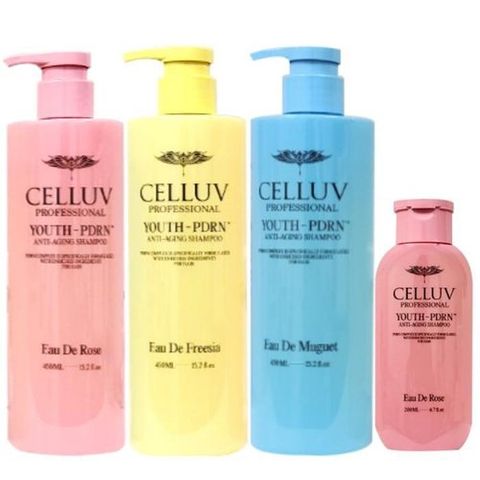 [셀러허브 1]셀럽 PDRN 샴푸 로즈+프리지아+뮤게 450ml x3개+200ml 1개