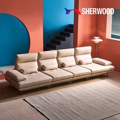 쉐우드가구 몰리 6인용 이태리 천연통가죽 기능성 스윙 소파