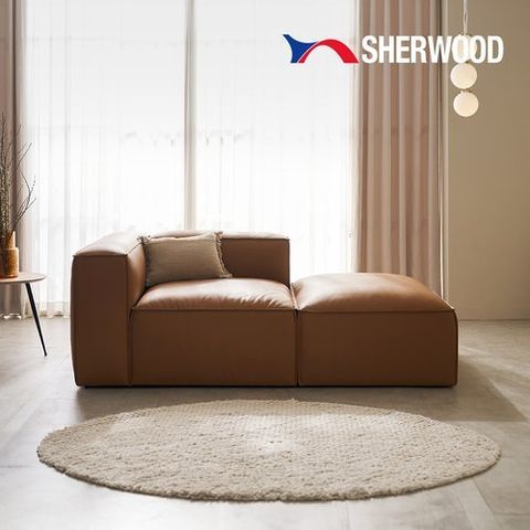 쉐우드가구 모나코108A 1인용 내추럴 아닐린 가죽 소파 (전체가죽)