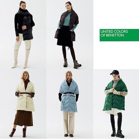 베네통 BENETTON 하이브리드 롱 다운 숄