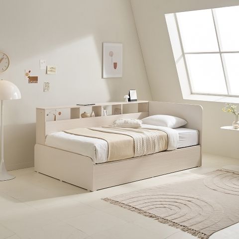 에몬스 클로이 책장형 수납침대SS+휴 유로탑 매트리스SS