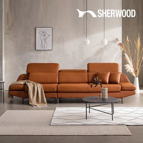 쉐우드가구 레그노 4인 이태리 천연통가죽 헤드틸팅 기능성 소파