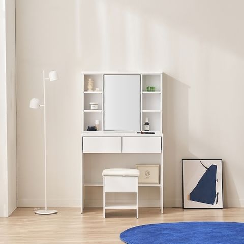 에몬스 몬 800 수납 거울형 화장대 세트 (800수납거울형화장대 + 수납스툴)