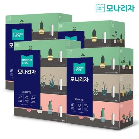 모나리자 미용티슈 250매*3입*4팩