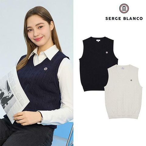 [카드 5%할인]세르즈블랑코 니트 베스트 여성 2종세트