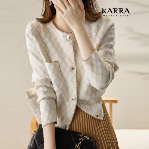 KARRA 라운드투버튼다이아패턴가디건 A4S0768