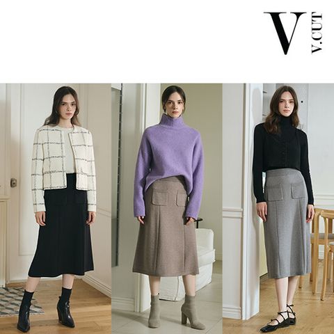 [카드 5%할인][초특가] 브이컷 니트 스커트 1종