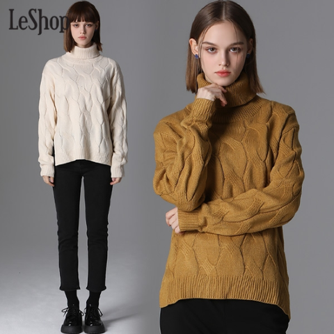 [르샵(LeShop)] 터틀넥 케이블 니트 (택가격: 79000원)