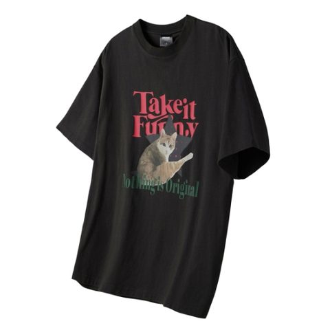 Take it Funny Pet 오버 반팔 차콜