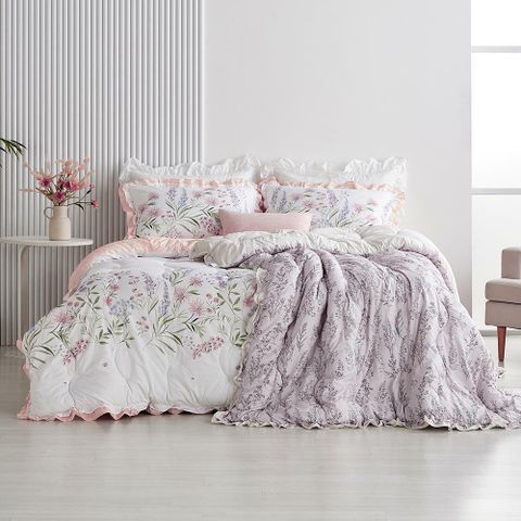 [카드 5%할인][메종노아/SS]P차렵 베딩 풀세트 1+1(슈퍼싱글,화이트공통+민트또는라벤더핑크1선택,차렵이불+패드+베개커버2) 