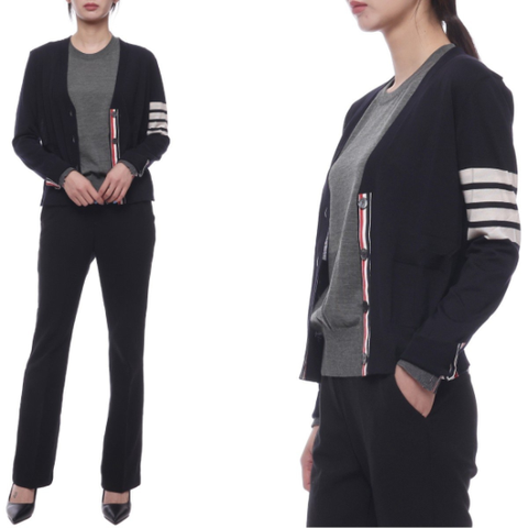 (신세계마산점)[톰브라운] 24FW 여성 사선 스트라이프 울 가디건 (FKC334A Y1014 415 24F)