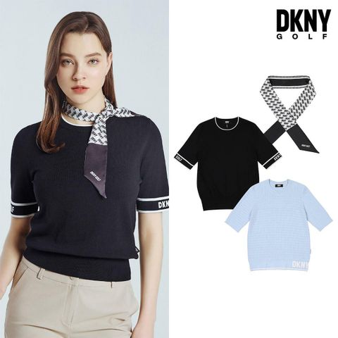 [삼성카드5%할인]DKNY GOLF  여성 반팔 니트 2종 + 스카프