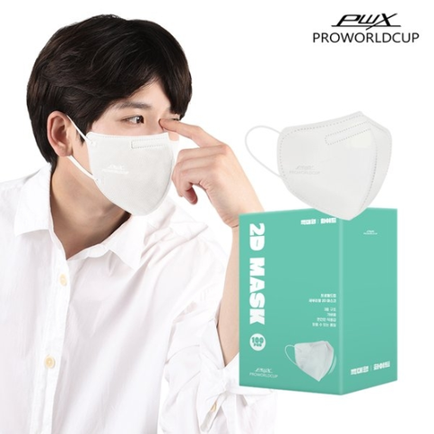 [본사공식] 프로월드컵 2D 새부리형 특대형마스크 (화이트 100매) ㅋ광대커버 V라인 마스크