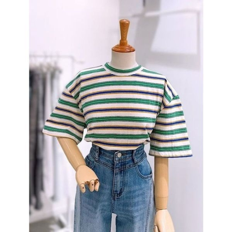[레코브]멀티스트라이프 크롭 반팔티셔츠(LC41E6ST030X)[35118741]