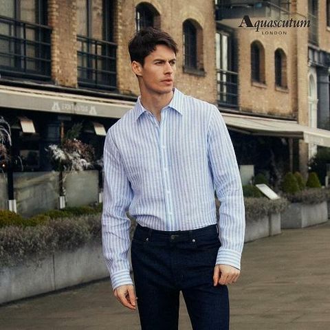 [런칭가79,900원→1만원↓]아쿠아스큐텀 프렌치린넨100 남성 셔츠