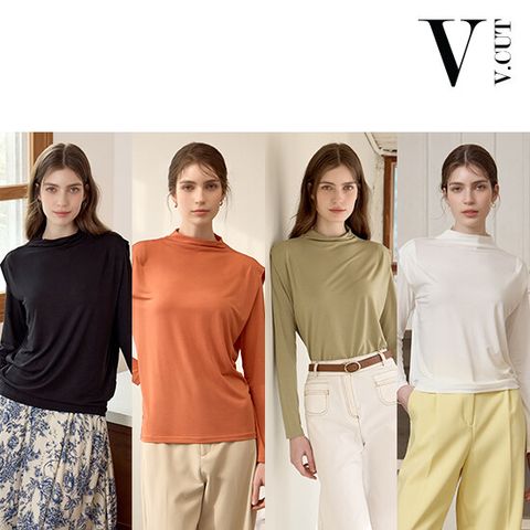 [삼성카드5%할인]브이컷  레이어드 모달 티블라우스 4종