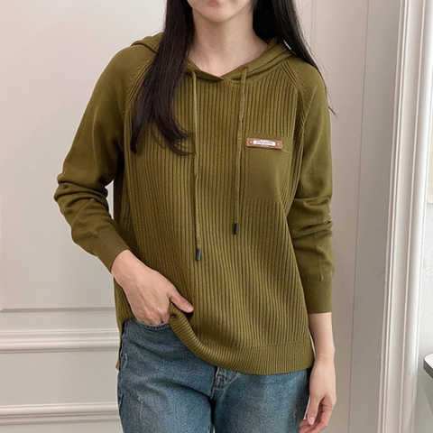 (WG)포켓골지후드니트티