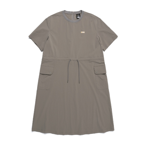 N242WOP910 데일리 경량 우븐 스트레치 라운드넥 원피스 LAUREL OAK