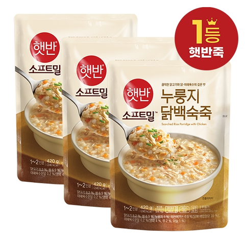 햇반죽 누룽지닭백숙죽 420G 3개