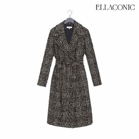[론칭가 199,000원] 엘라코닉 체크 울 롱코트