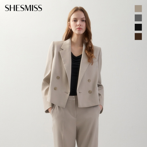 쉬즈미스 미니멀 더블 크롭 셋업 자켓_SWSJKO11020