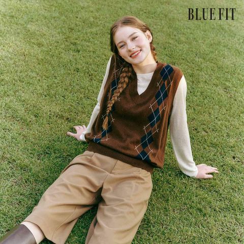 [삼성카드5%할인][25FW최신상] 블루핏 아가일 니트 베스트