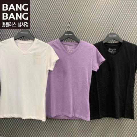 뱅뱅HC04여성브이넥무지면혼방반팔티셔츠반값V넥기본반팔티-이너웨어NTY503