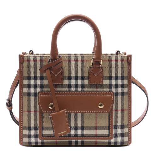 [버버리] 24FW 여성 프레야 미니 토트숄더백 (8097566 VINTAGE CHECK BRIAR BROWN 24F)