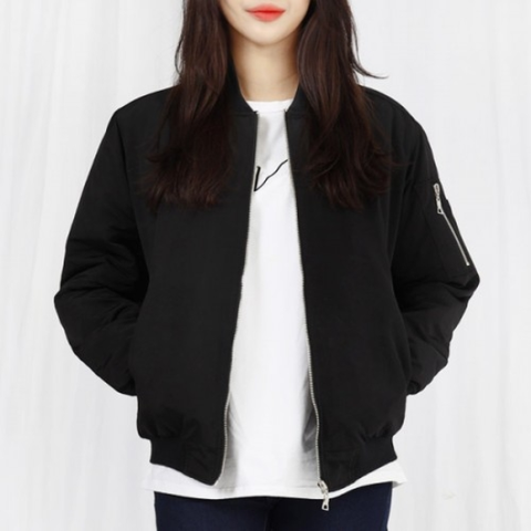 블레오 여성 봄 가을 가운드 블랙 캐주얼 항공 점퍼 자켓