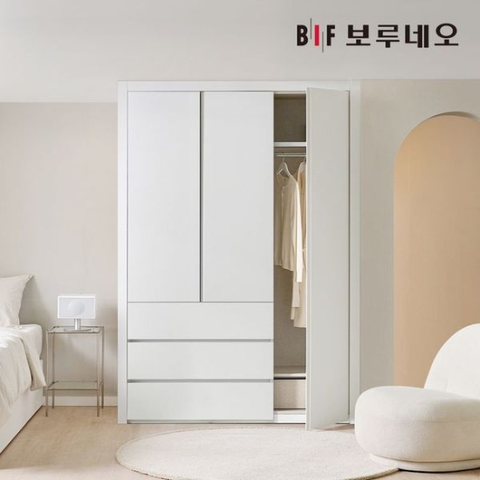 E0 네오3단서랍 여닫이 작은방 붙박이장 160cm 매립형 손잡이..[33948400]