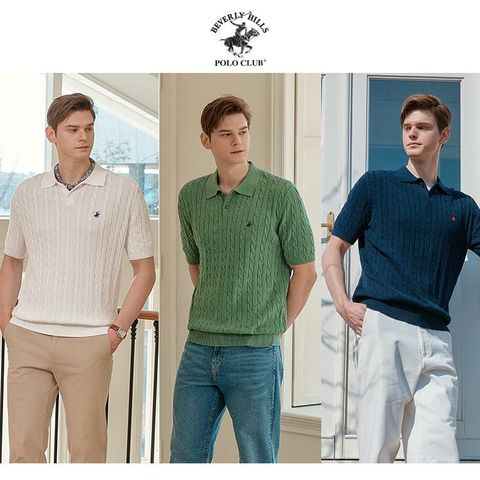 [삼성카드5%할인](신세계 직매입)25SS 비버리힐즈폴로클럽 반팔케이블니트 3종 (남성)