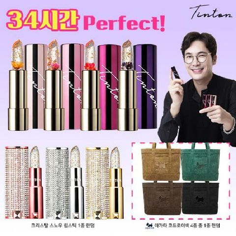 (틴톤) 꽃 립스틱 총 4개 + 크리스탈 립스틱 + 아가타 빅 코듀로이백