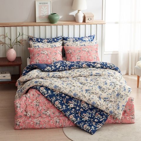 [퀸 3장] 휴어스 극세사 볼륨포근 꽃 차렵이불세트 (1+1+1)