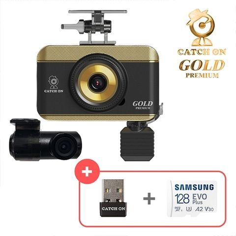 [최신상] 캐치온 골드 프리미엄 3채널 블랙박스 (추가구성 : WIFI동글 + 삼성정품 SD카드 128G)