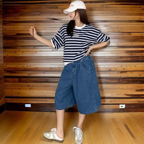 |CMP88AC|여성 캐주얼 힙한 뒷밴드 반바지 데님 5부