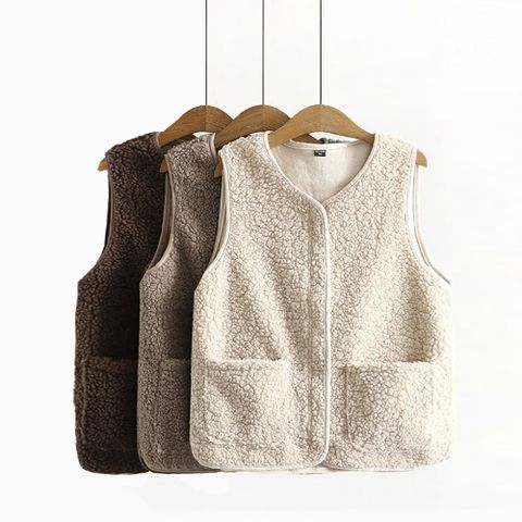 여성 지퍼 양털 후리스 조끼 3color