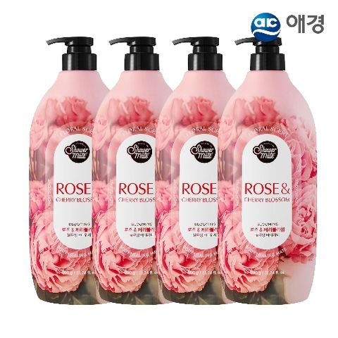 샤워메이트 플라워 퍼퓸 바디워시 900g X 4개 (로즈/라벤더/프리지아 택1)