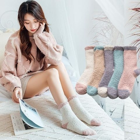 수면 겨울 니트 임산부 산모 극세사 기모 배색 양말