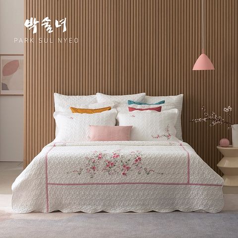 [퀸세트] 24SS박술녀 자수광목 워싱스프레드 침구풀세트 (작품명: 화담클래식)