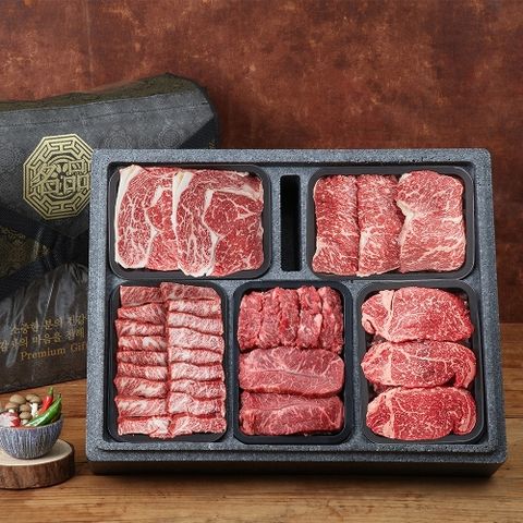 [안동한우] 1등급 프리미엄 한우구이세트 (등심+갈비살+채끝+안심+특수부위/팩당 300g/총 1.5kg)