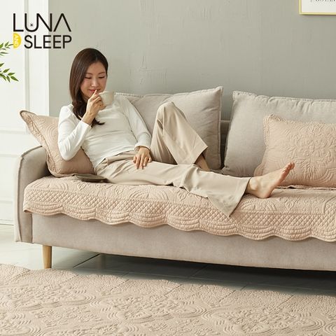 [3인용 소파패드세트] 루나앤슬립 목화솜 자수퀼팅 통워싱 소파패드