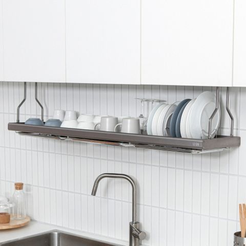 로긴 상부장 부착식 스텐 식기 건조대 1215폭 (흑니켈)