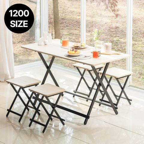 패브릭베이지출시★완제품배송! 까사마루 오드리 접이식 1200테이블+의자2