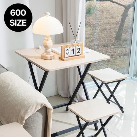 패브릭베이지출시★완제품배송! 까사마루 오드리 접이식 600테이블+의자2