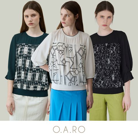 25SS 여성 오아로 아트 플리츠 블라우스 3종