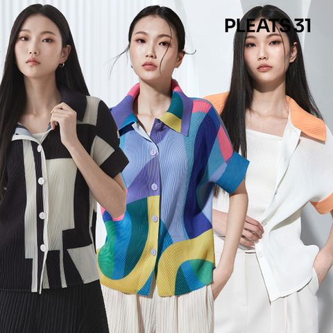 [플리츠31]패턴 플리츠 블라우스 자켓