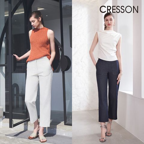 (초이스)크레송 린넨 블렌디드 세미 배기팬츠1종